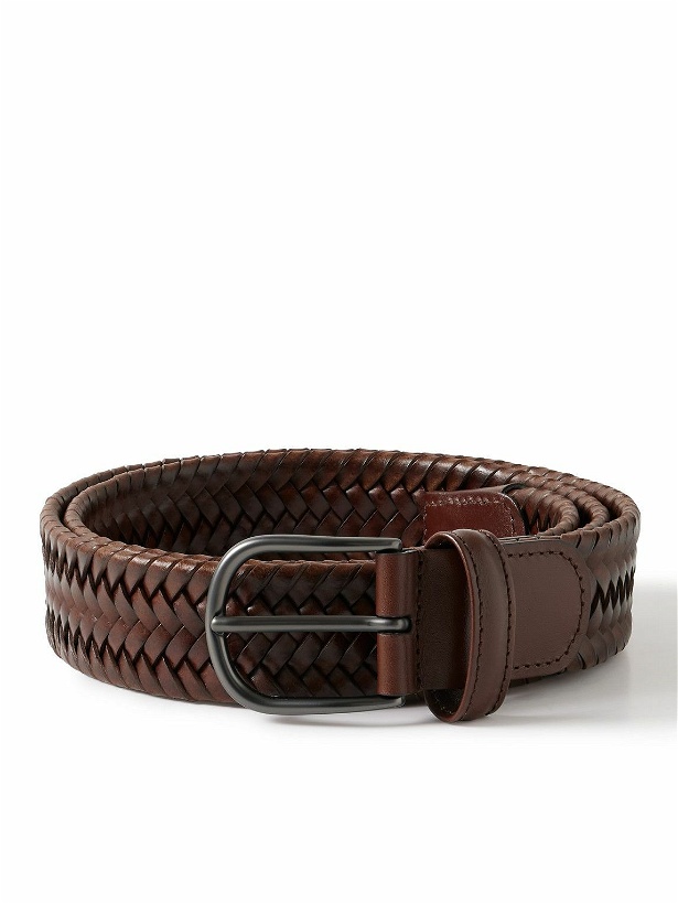 Photo: Anderson's - 3.5cm Woven Leather Belt - Brown