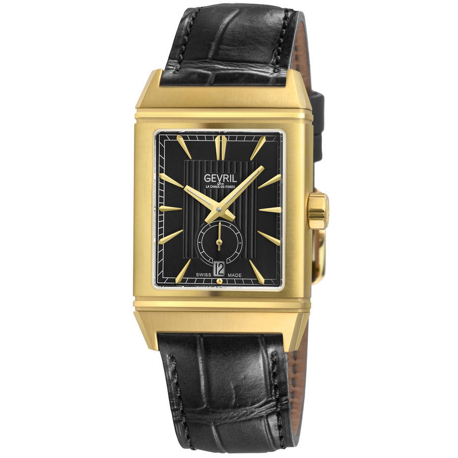 Gevril Time Square Automatic Black Dial Mens Watch 49703