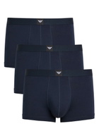 Emporio Armani Logo-plaque Stretch-cotton Trunks set of Three Blue