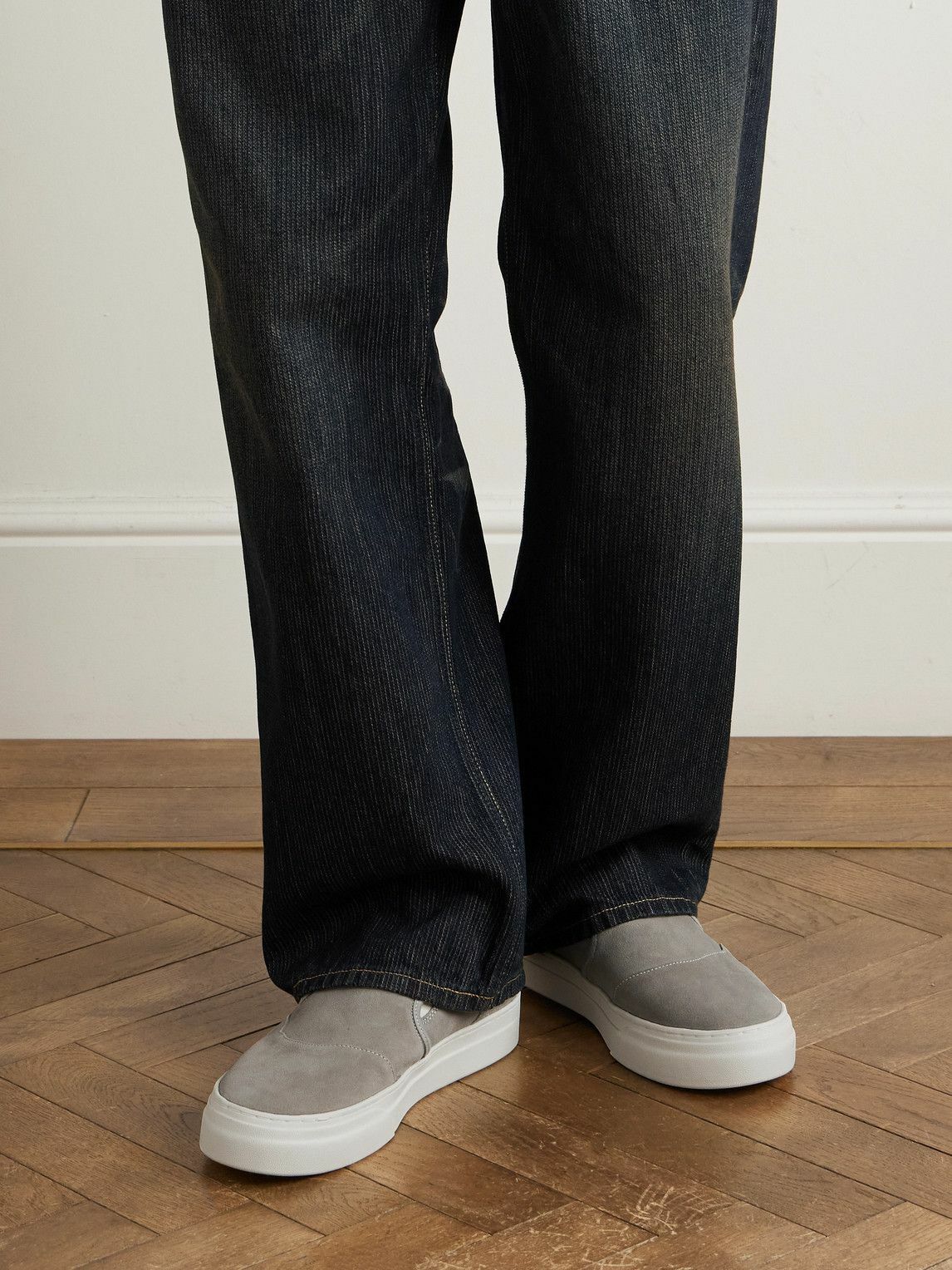 Omni - Lister Canvas-Trimmed Suede Slip-On Sneakers - Gray