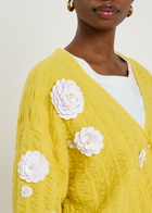 Bernadette Cammi Floral-embellished Wool-blend Cardigan Yellow