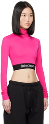 Palm Angels Pink Cropped Long Sleeve T-Shirt