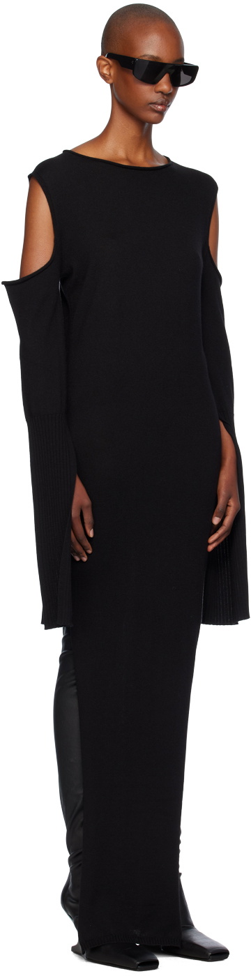 Rick Owens Black Porterville Cape Sleeve Maxi Dress