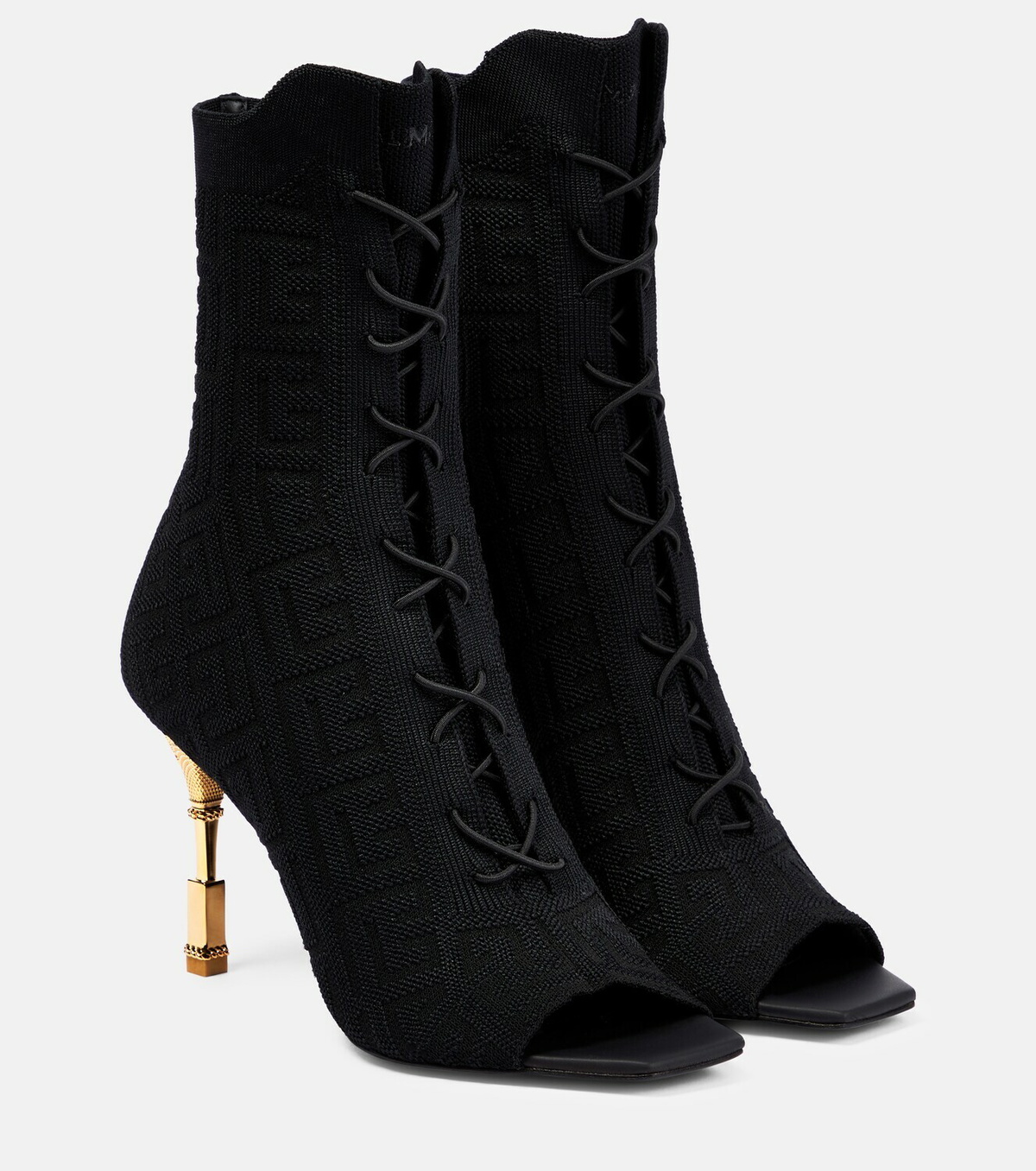 BALMAIN 25S MONETA SANDAL 95MM IN BLACK CALFSKIN