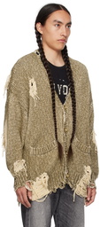 R13 Khaki Distressed Cardigan