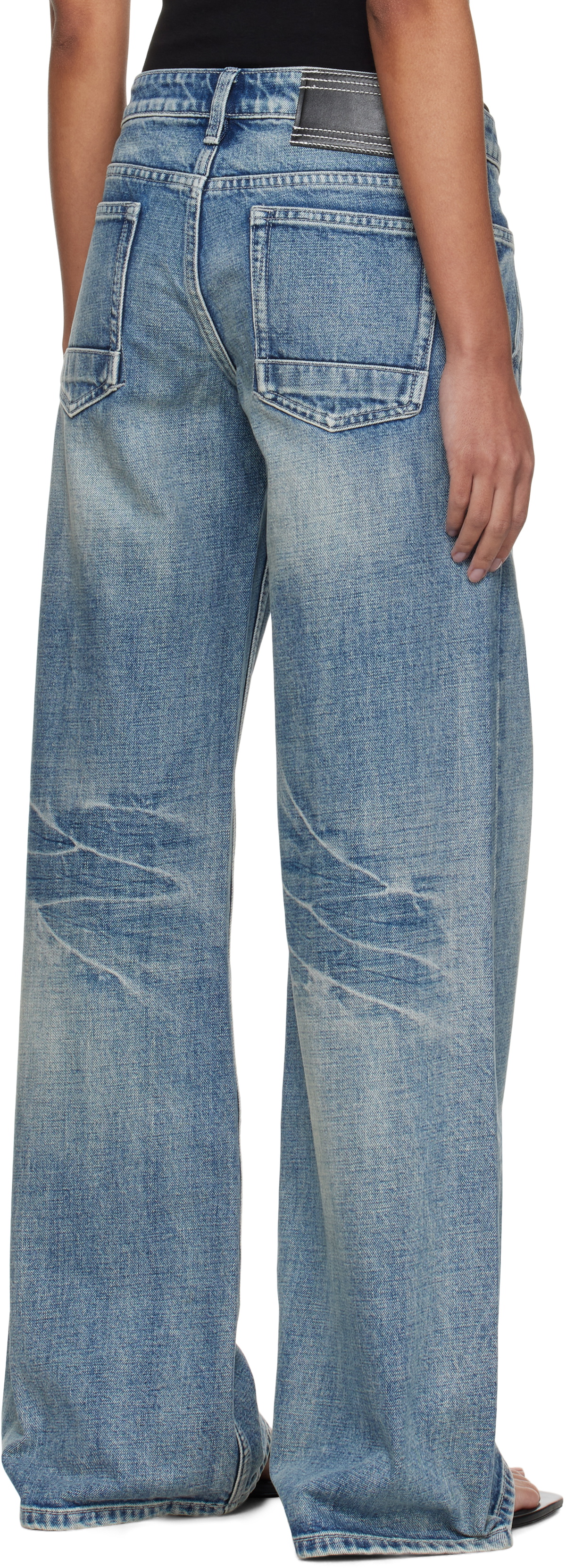 Fax Copy Express Blue '888' Low-Rise Loose Jeans