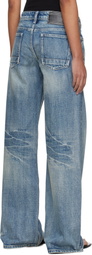 Fax Copy Express Blue '888' Low-Rise Loose Jeans