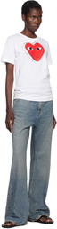 COMME des GARÇONS PLAY White Stud Print Red Heart T-shirt
