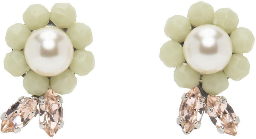 アクセサリー simone rocha daisy leaf cluster earrings Simone Rocha Green Daisy Leaf Earrings Simone Rocha