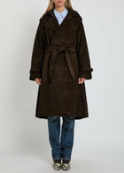 Aaron Esh Double-breasted Suede Trench Coat Brown
