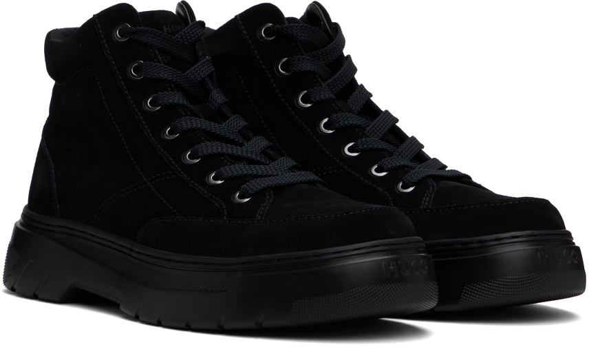 Hugo Black Stacked Logo Boots