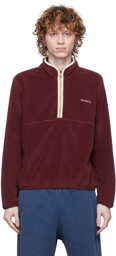 Sporty & Rich Burgundy Serif Logo Half-Zip Sweater