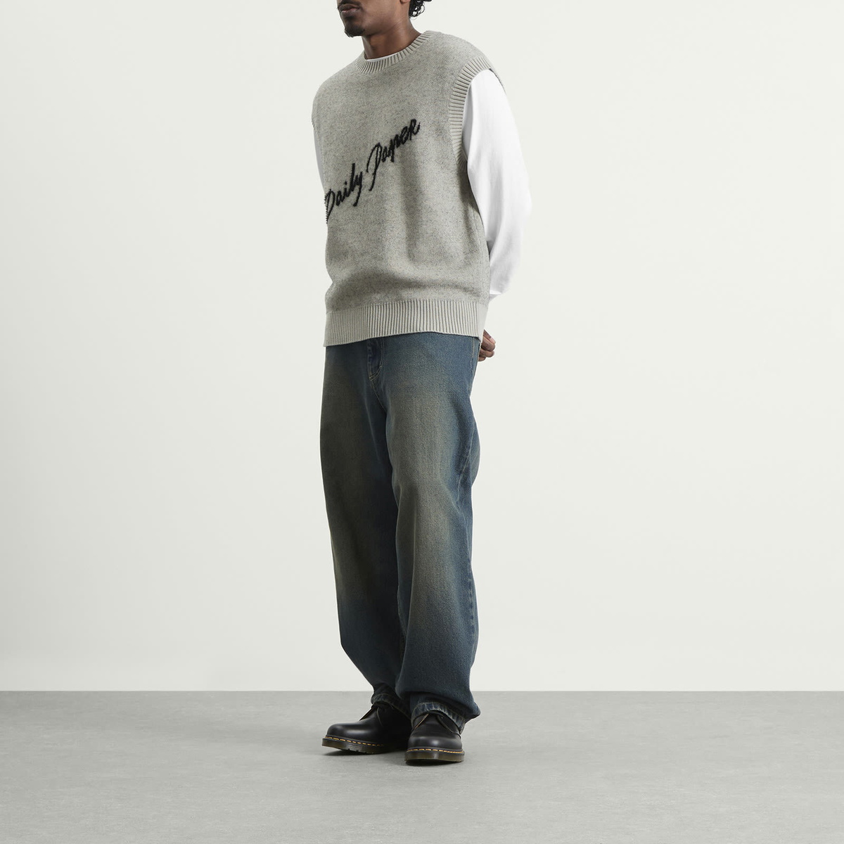 Daily Paper Men's Script Logo Knit Vest in Desert Sage