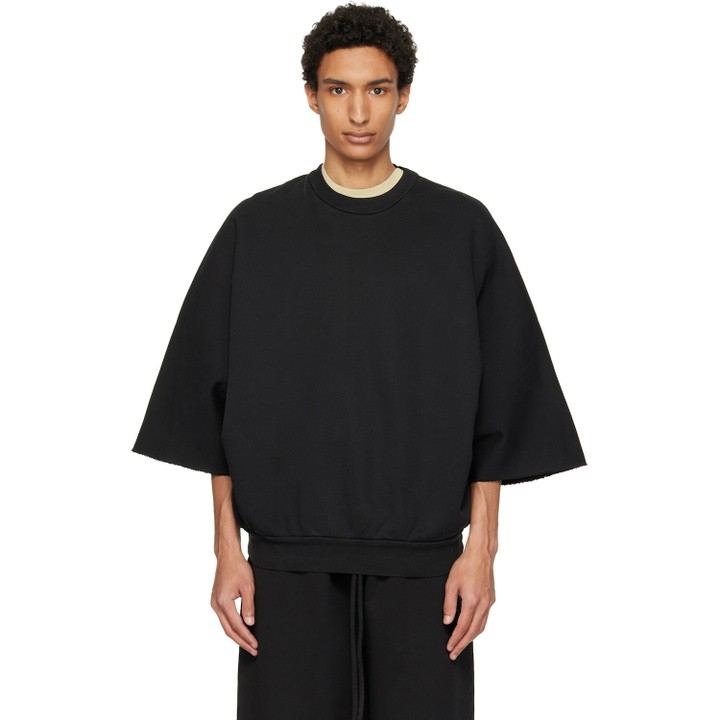 Photo: Fear of God Black Cut Sleeve Sweatshirt