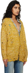 R13 Yellow Distressed Oversized Cardigan