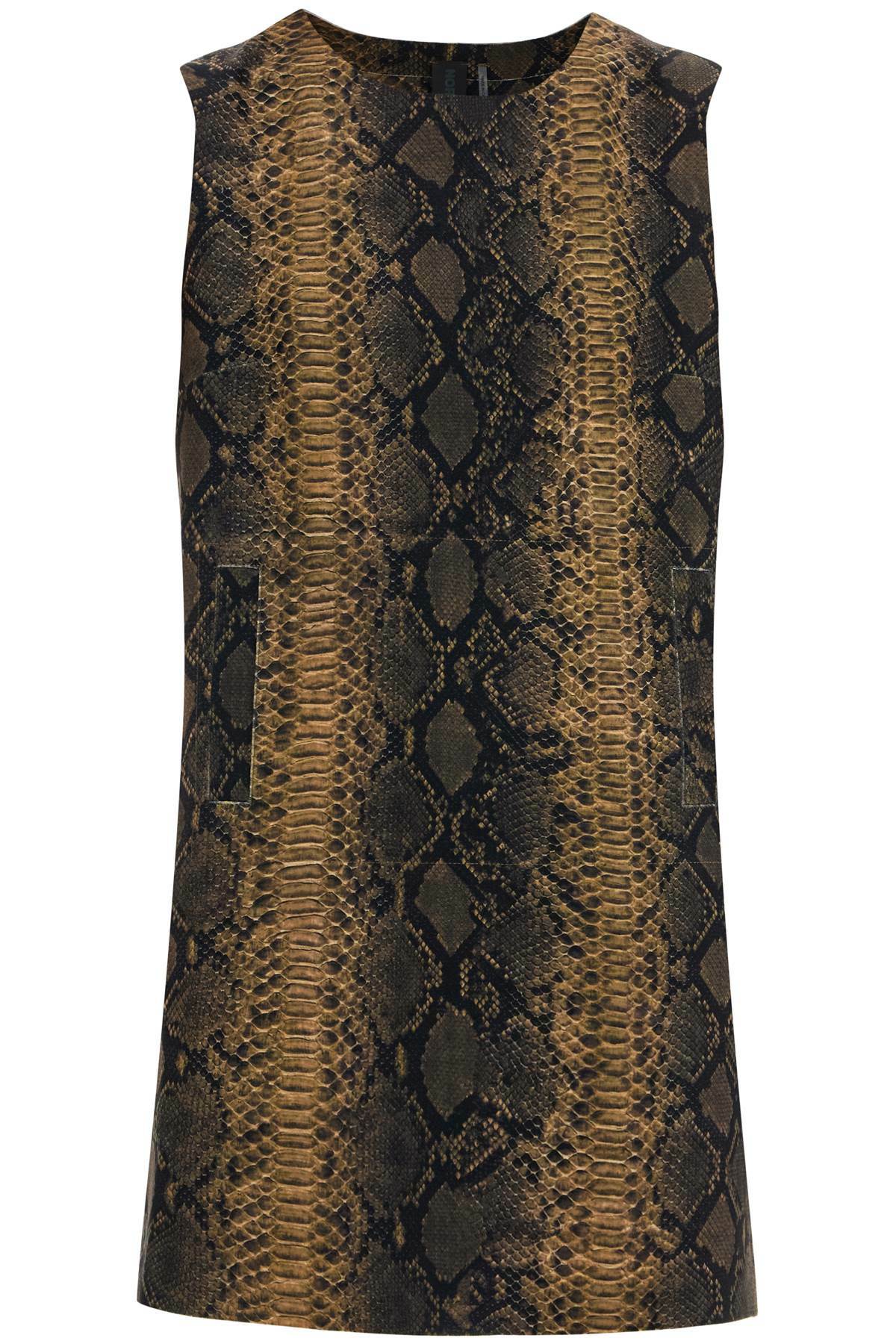 NORMA KAMALI brown python print sleeveless mini dress Brown