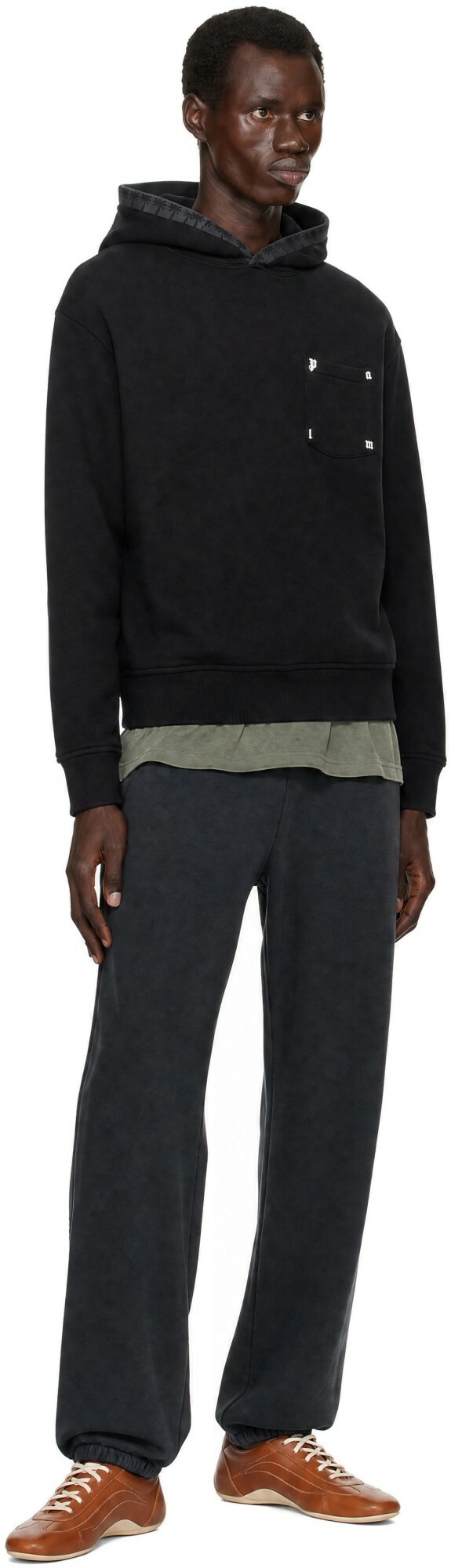 Palm Angels Black Palm Rib Loose Hoodie