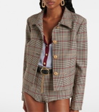 Self-Portrait Checked faux fur-trimmed jacket