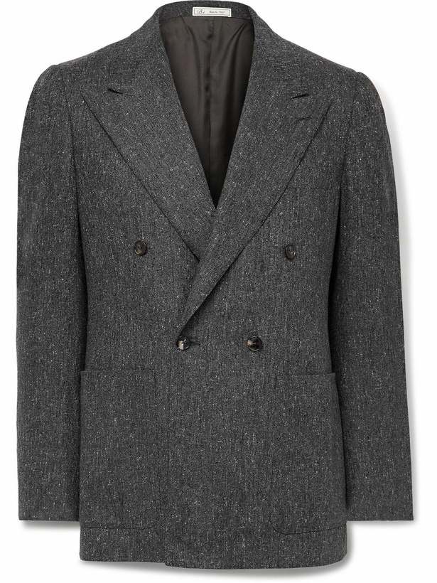 Photo: UMIT BENAN B - Double-Breasted Wool and Cashmere-Blend Blazer - Gray