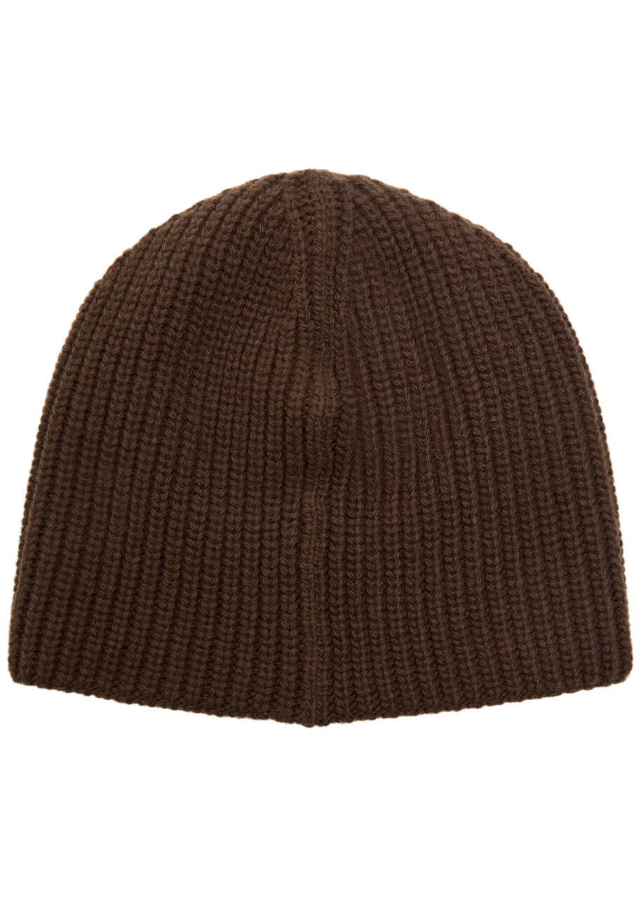 Jacquemus Le Bonnet Espiral Ribbed Wool Beanie - Dark Brown - One Size