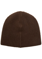 Jacquemus Le Bonnet Espiral Ribbed Wool Beanie - Dark Brown - One Size