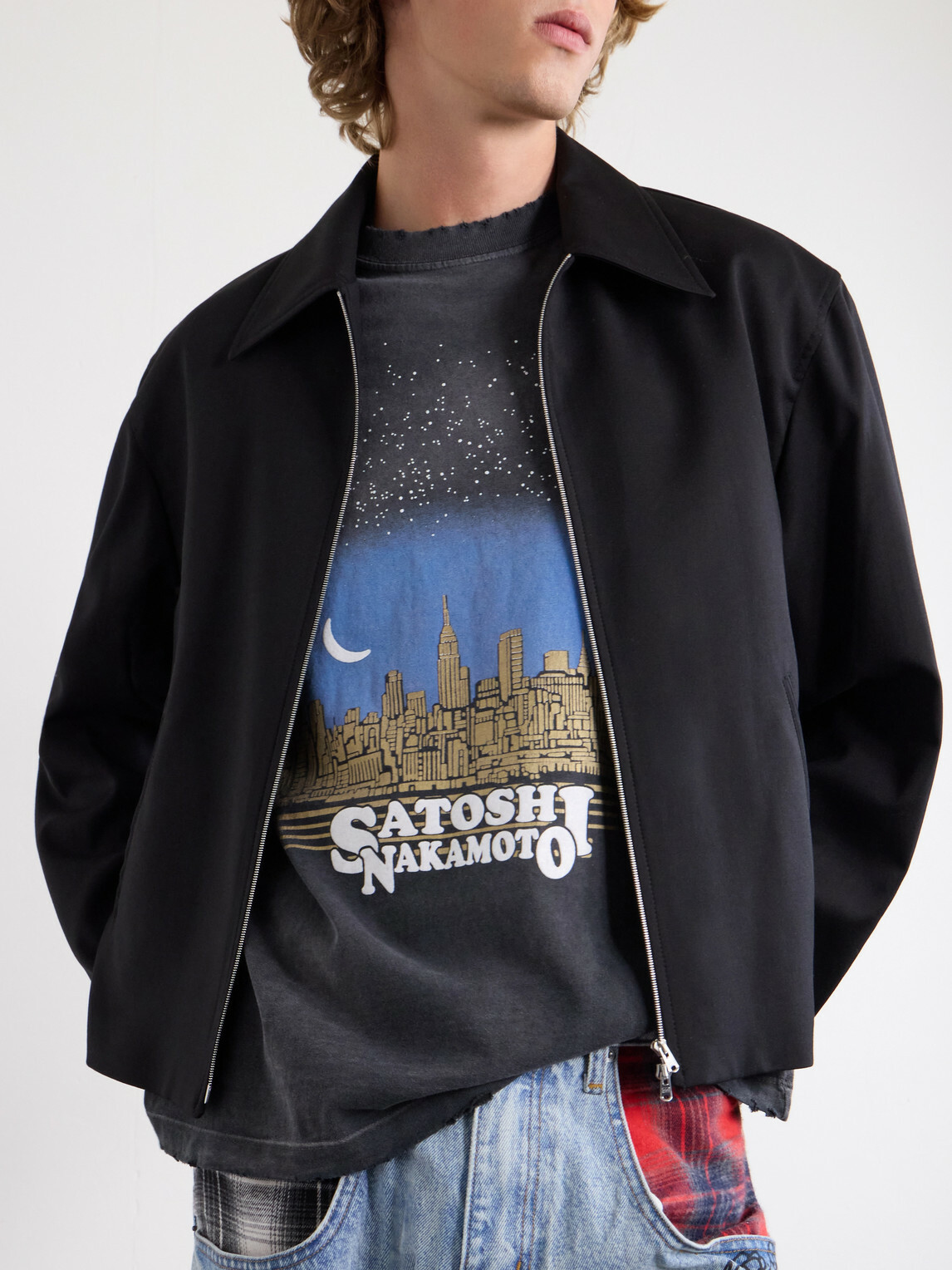 Satoshi Nakamoto - Tourist Logo-Print Distressed Cotton-Jersey T-Shirt - Black