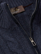 Loro Piana - Cable-Knit Baby Cashmere Half-Zip Sweater - Blue
