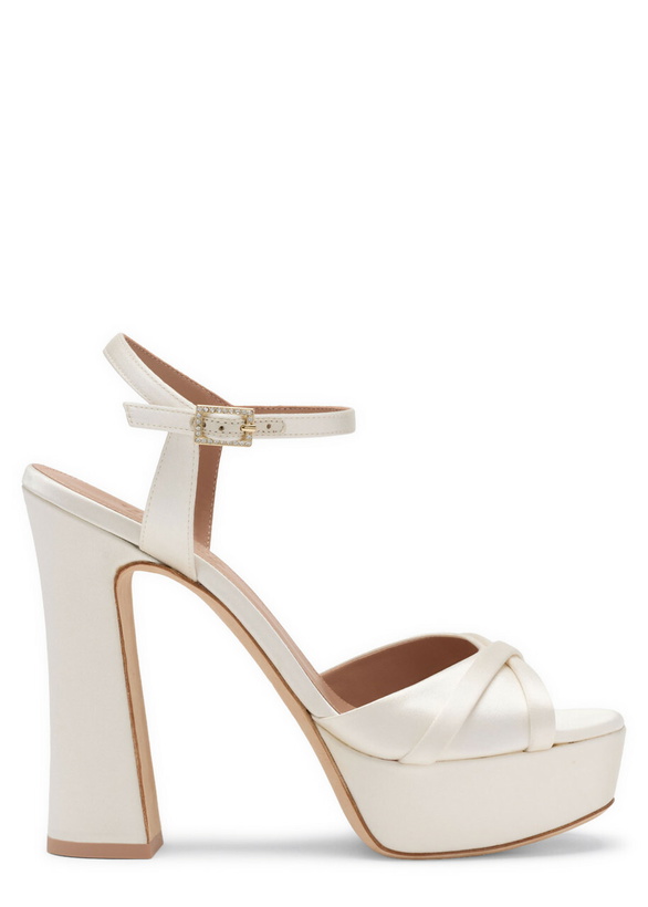 Photo: Malone Souliers Keaton 125 Satin Platform Sandals Ivory
