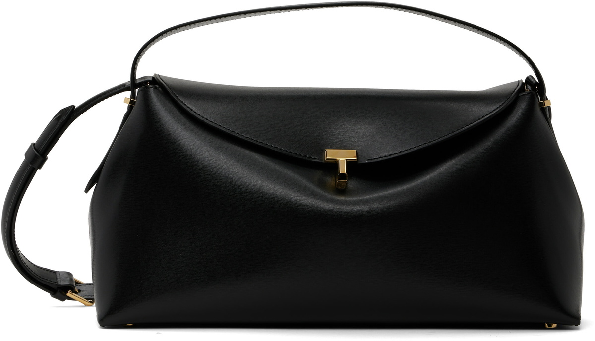 TOTEME Black T-Lock Leather Top Handle Bag