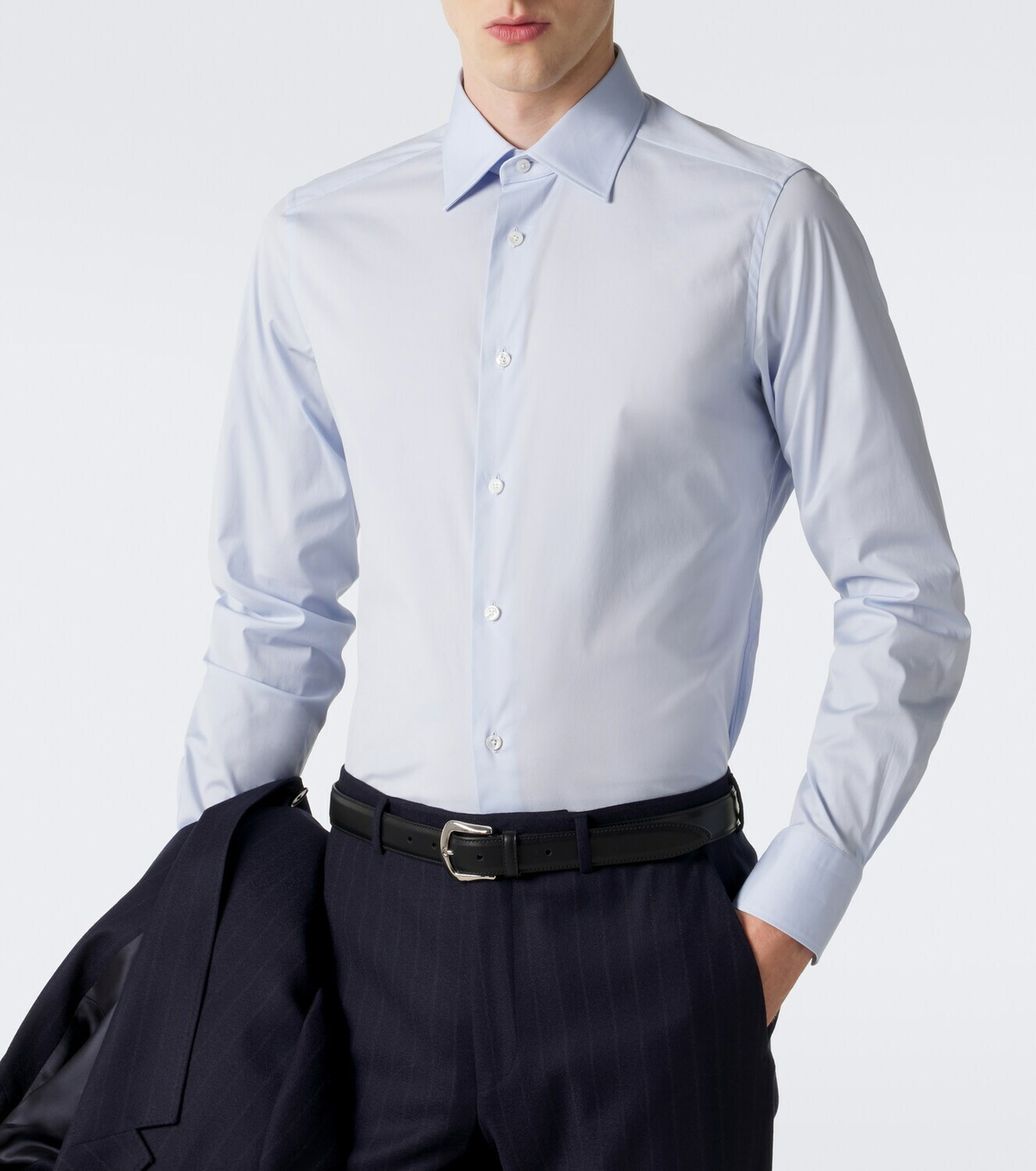 Zegna Cotton-blend poplin shirt