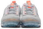 Nike Grey & Orange Air Vapormax 2021 FlyKnit Sneakers