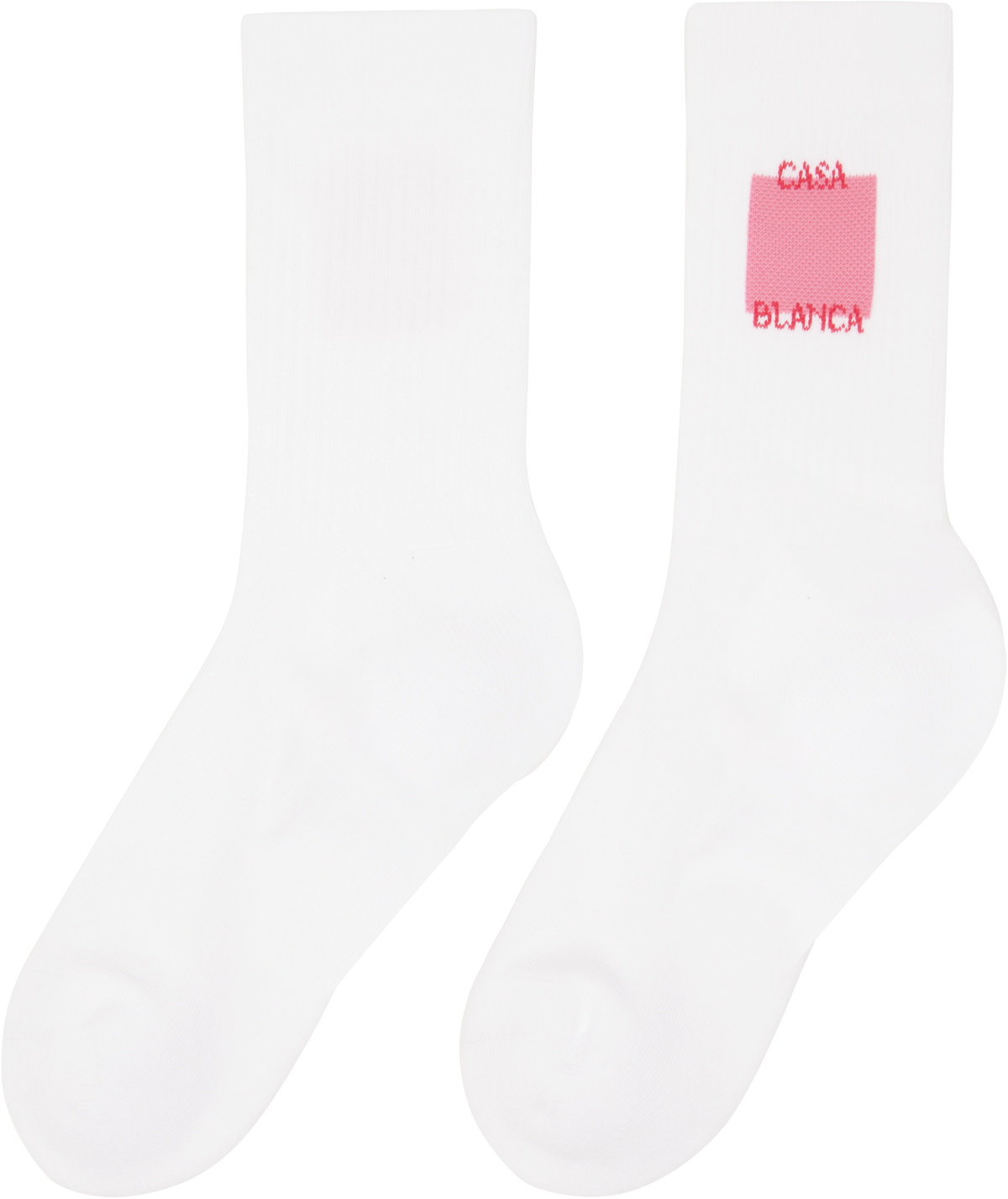 Casablanca White Rose Shadow Logo Square Socks