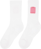 Casablanca White Rose Shadow Logo Square Socks