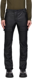 MISBHV Black Straight-Leg Faux-Leather Cargo Pants