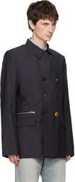 Martine Rose Black Double-Breasted Zip Blazer
