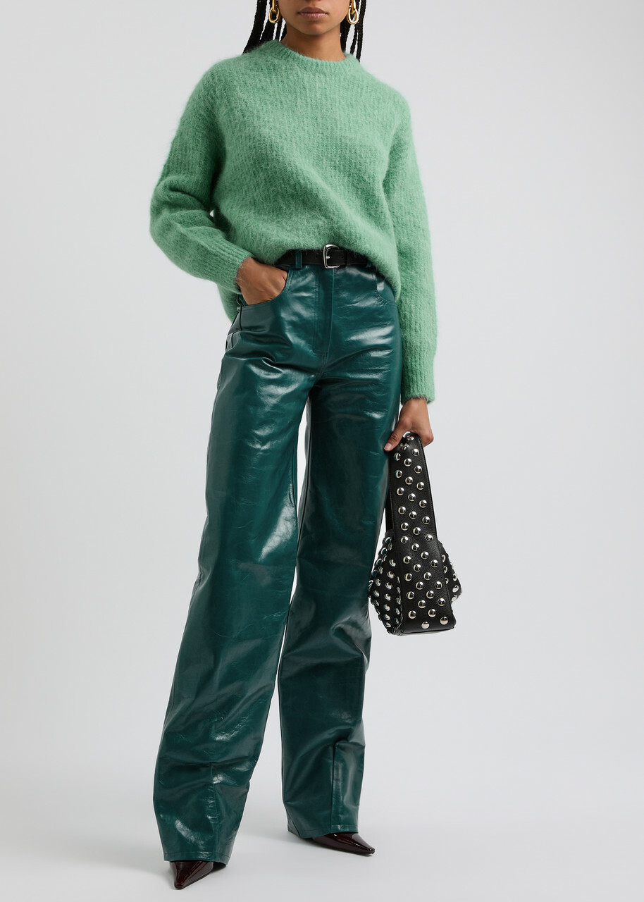 16 Arlington Vante Straight-leg Leather Trousers Teal