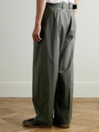 Acne Studios - Pasoro Belted Straight-Leg Cotton-Poplin Trousers - Green