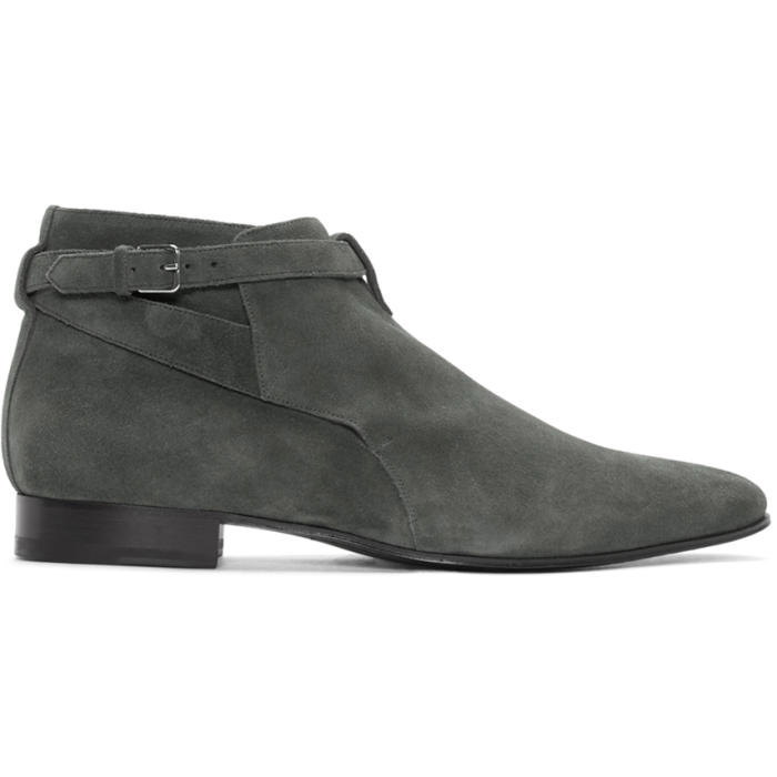 Photo: Saint Laurent Grey Suede London Jodhpur Boots