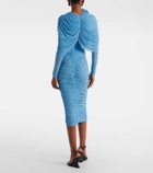 Magda Butrym Floral-appliqué ruched caped midi dress