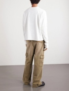 424 - HOORSENBUHS Layered Logo-Print Cotton-Jersey and Waffle-Knit T-Shirt - Neutrals