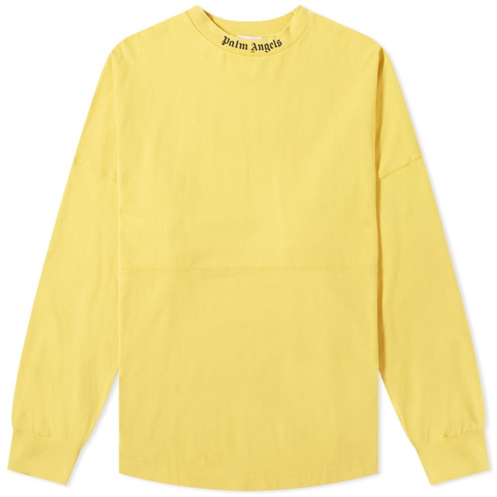 Photo: Palm Angels Logo Long Sleeve Mock Neck Tee Yellow