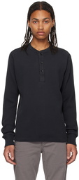 rag & bone Black Garment-Dyed Henley