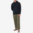 Stone Island Men's Brushed Cotton Popover Hoody in Navy