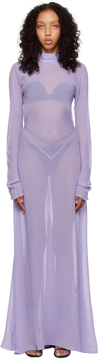Maximilian Davis Purple Open Back Maxi Dress