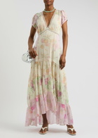 Loveshackfancy Roupell Floral-print Chiffon Maxi Dress Pink