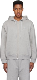 Marine Serre Gray Moon Logo Fleece Zipped Hoodie