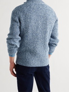 BRUNELLO CUCINELLI - Mélange Wool, Cashmere and Silk-Blend Zip-Up Sweater - Blue
