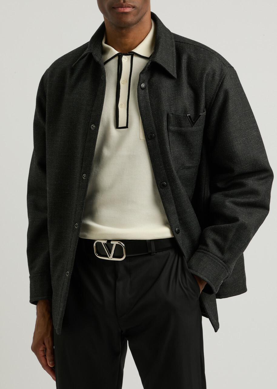 Valentino VLogo Leather Belt Black