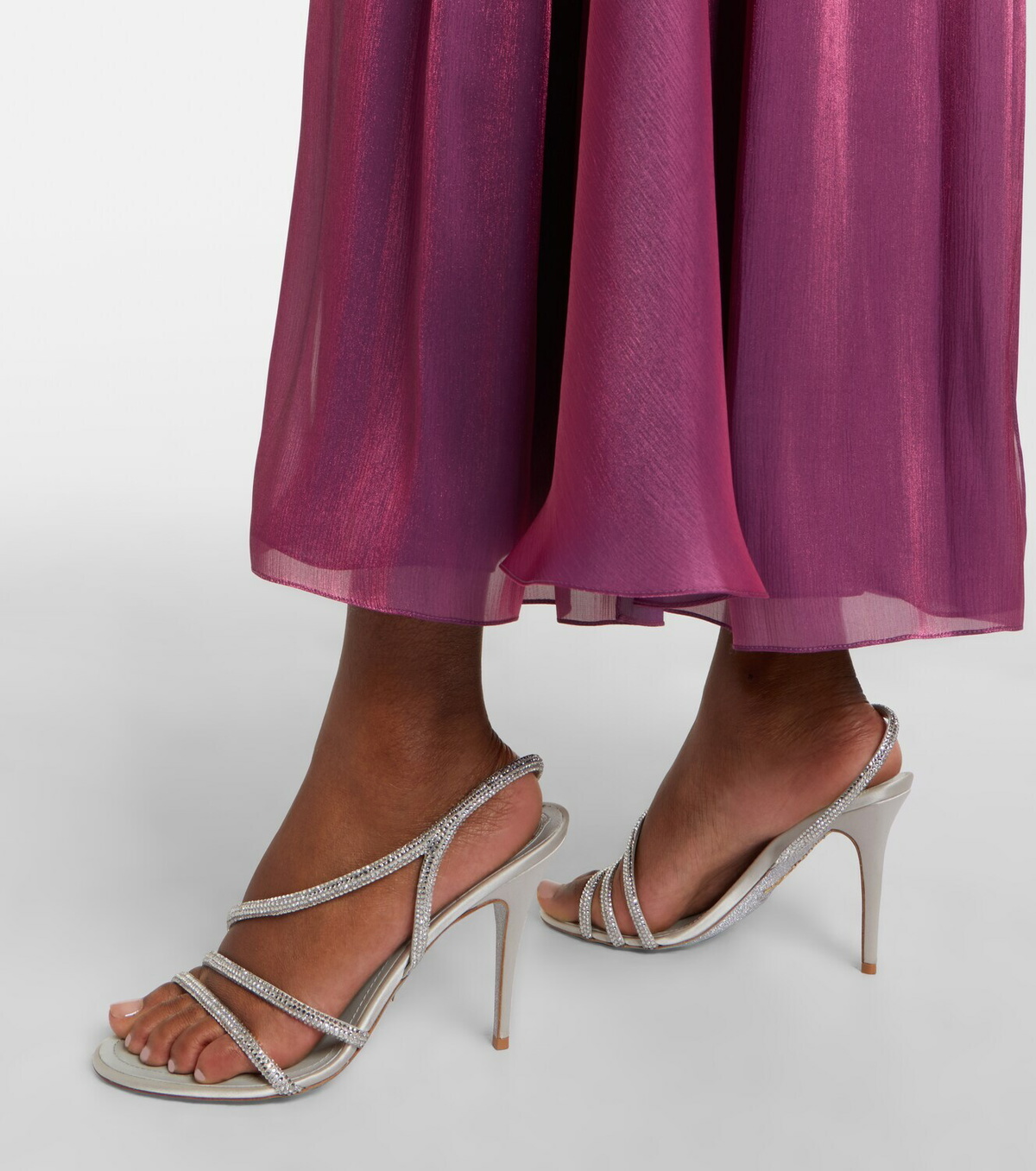 Costarellos Embellished Lurex georgette gown