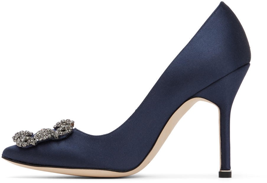 Manolo Blahnik Navy Hangisi 105 Pumps Manolo Blahnik